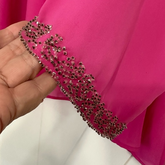 Hot pink sheer sparkly party blouse top - Picture 5 of 11